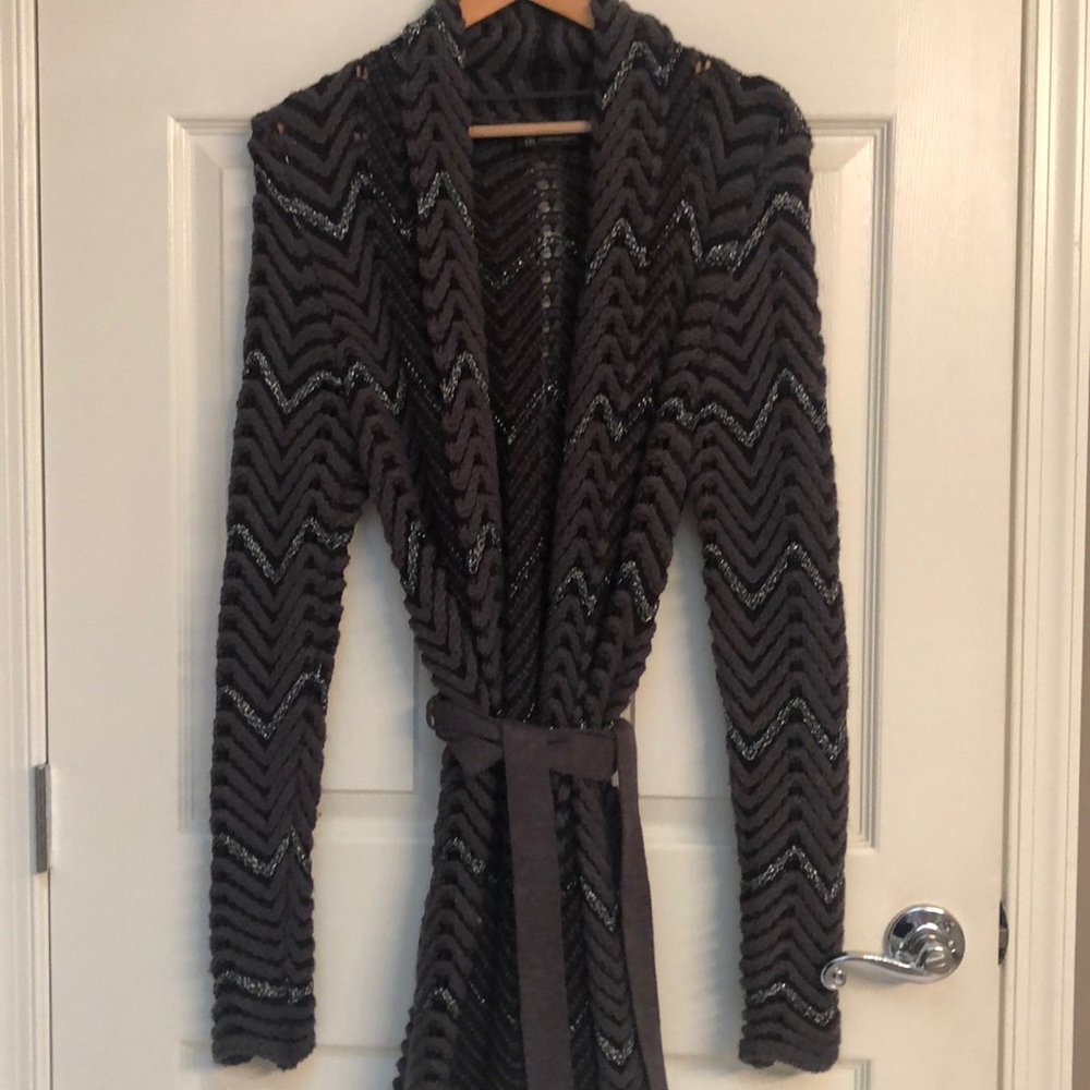 Inc Black Gray Silver Patterned Sweater Large - image 1